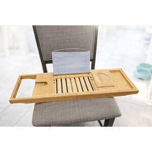 Brand New Bamboo Bathtub Tray • Expandable • Wine Holder • Book/Tablet Stand